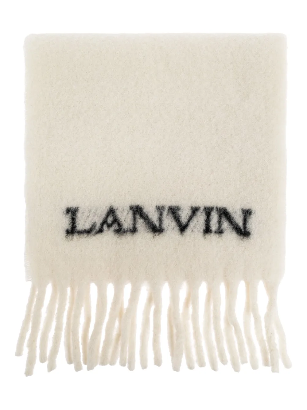 

Шарф с бахромой и логотипом Lanvin, белый