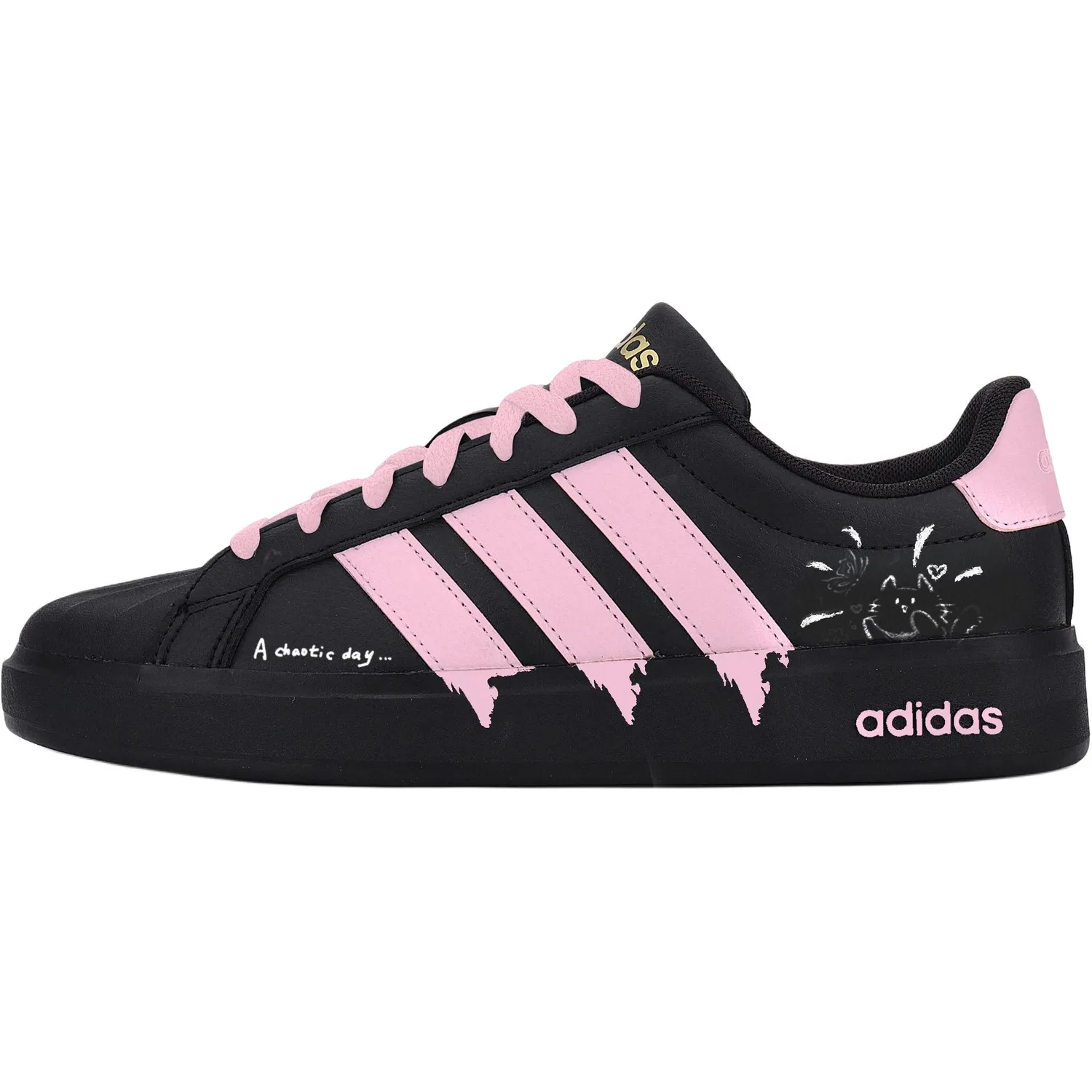 Кроссовки для скейтбординга детские Street Talk Black Pink Meow Fun Special Shopping Bag Low top Adidas — фото 3