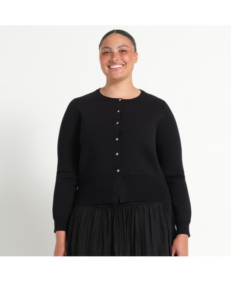 

Вязаный кардиган Jasmine большого размера, облегающего кроя ESTELLE, Black