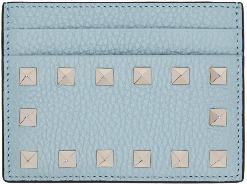 

Визитница из зернистой телячьей кожи Blue Rockstud Valentino Garavani