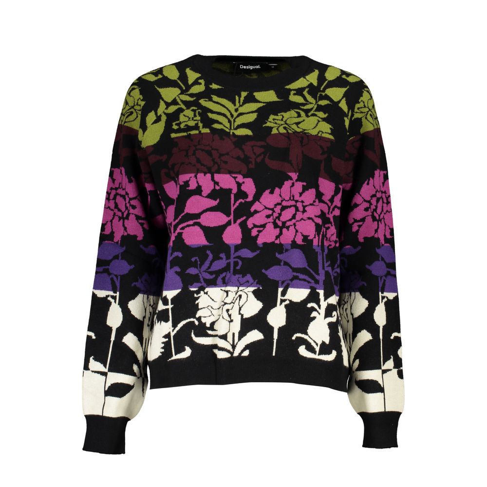 

Desigual Chic Длинный свитер с контрастными деталями для женщин, черный