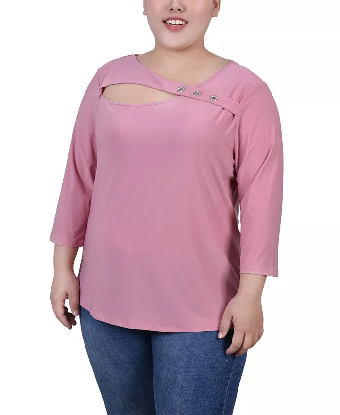 

Топ с вырезом и рукавом 3/4 Plus Size NY Collection, фиолетовый