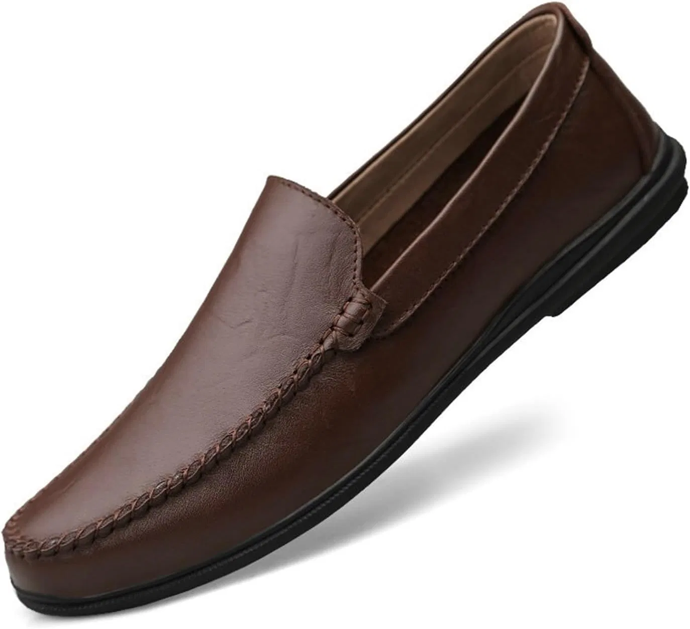 Лоферы мужские, дышащая кожа, без бренда, модель Boat Shoes, коричневый EXAMEEEU