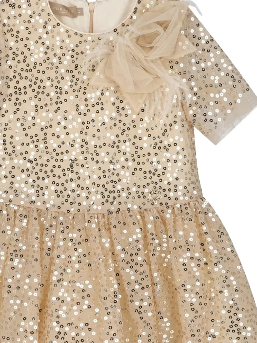 Платье, расшитое пайетками Elie Saab Junior, золото — фото 2