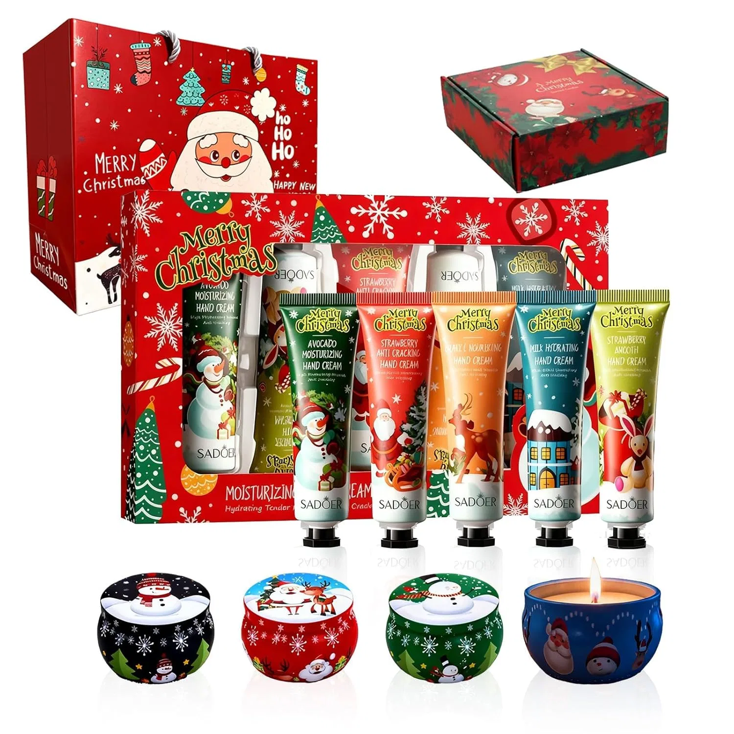 Подарочный набор Happyyami из 4 ароматических свечей и 5 кремов для рук Exatta, Candle Hand Cream