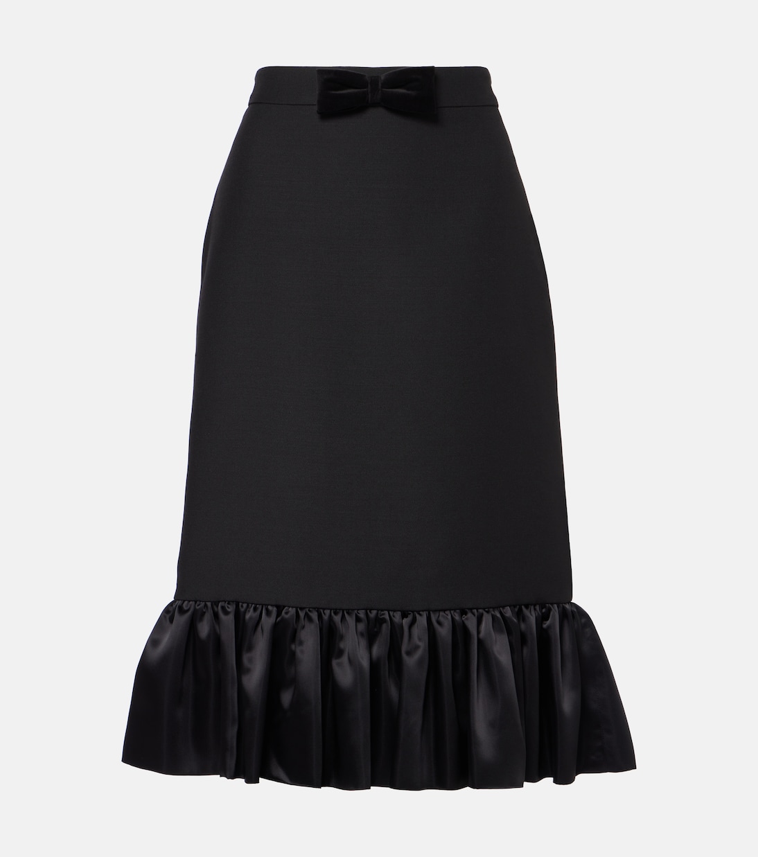 

Юбка миди Crepe Couture с отделкой из атласа Valentino, Nero