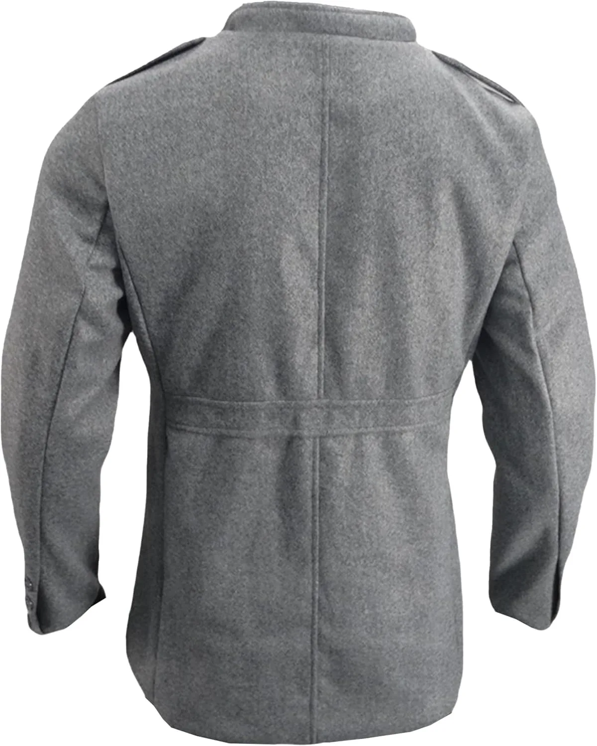 Пальто pea coat для мужчин, тренчкот с длинным рукавом, отложной воротник, однобортное пальто pea coat, повседневное, средней длины, приталенный силуэт Generic, серый — фото 3