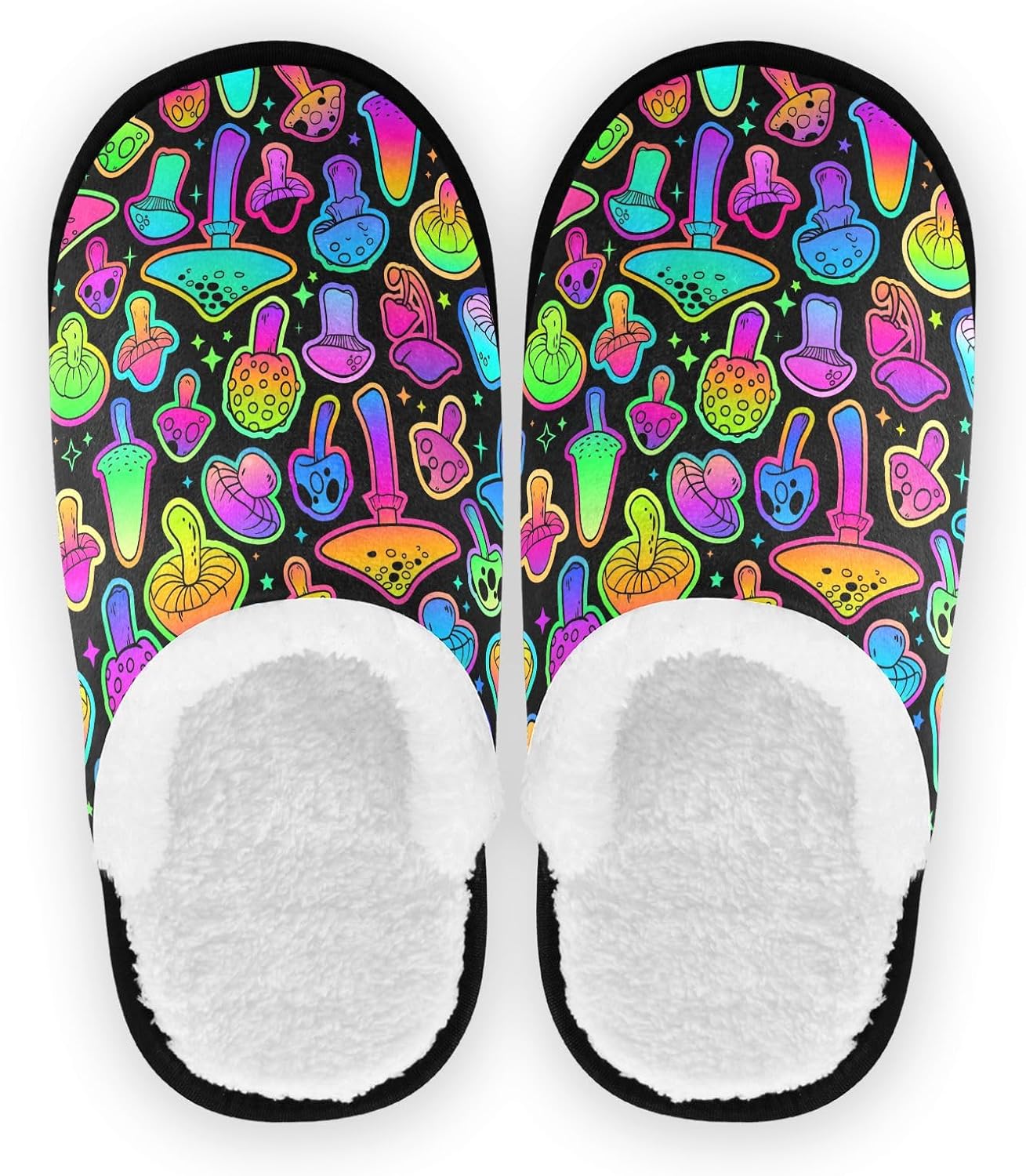 

Тапочки JHKKU для женщин и мужчин, пушистые домашние тапочки, теплые, с противоскользящей подошвой, уютные для дома и путешествий, Mushroom Colorful