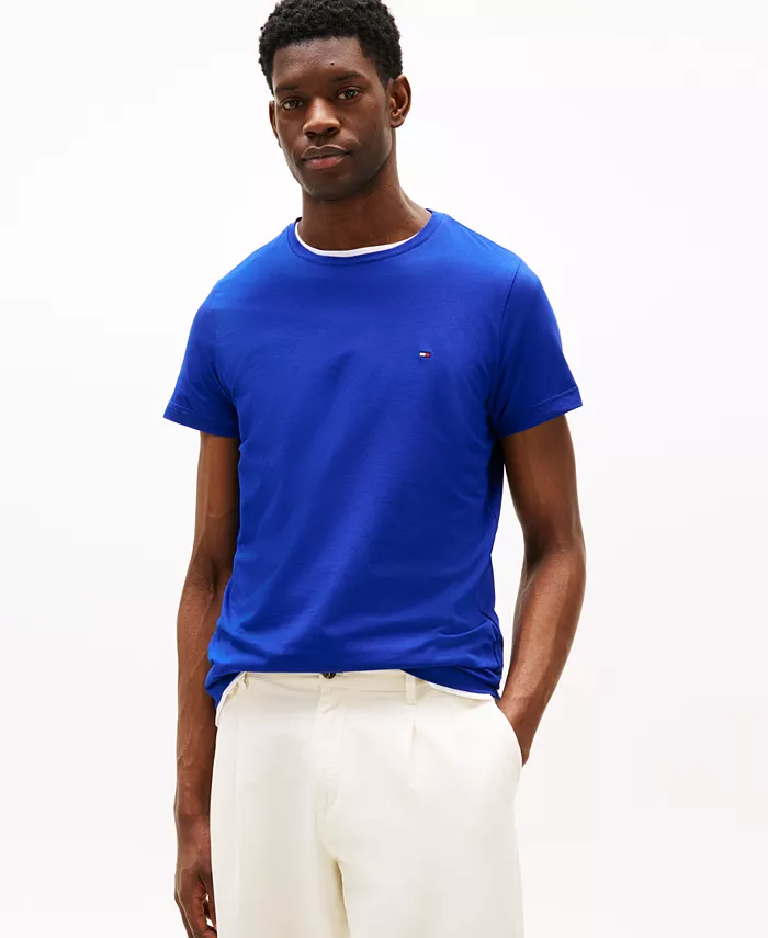 

Мужская хлопковая футболка Slim-Fit с эластичной тканью Tommy Hilfiger, синий