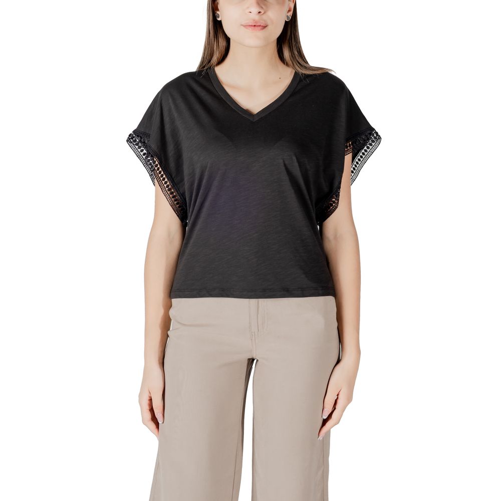 

Черная хлопковая футболка Ichi, черный