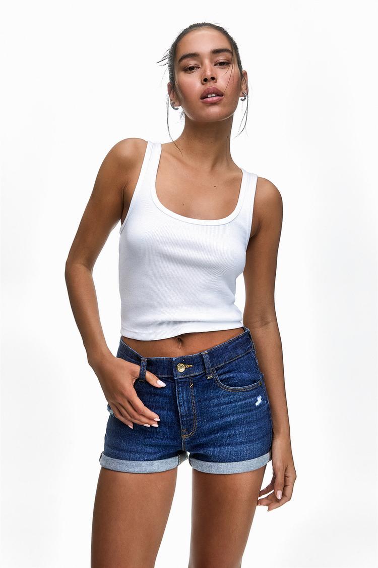 

Джинсовые шорты Pull And Bear, синий