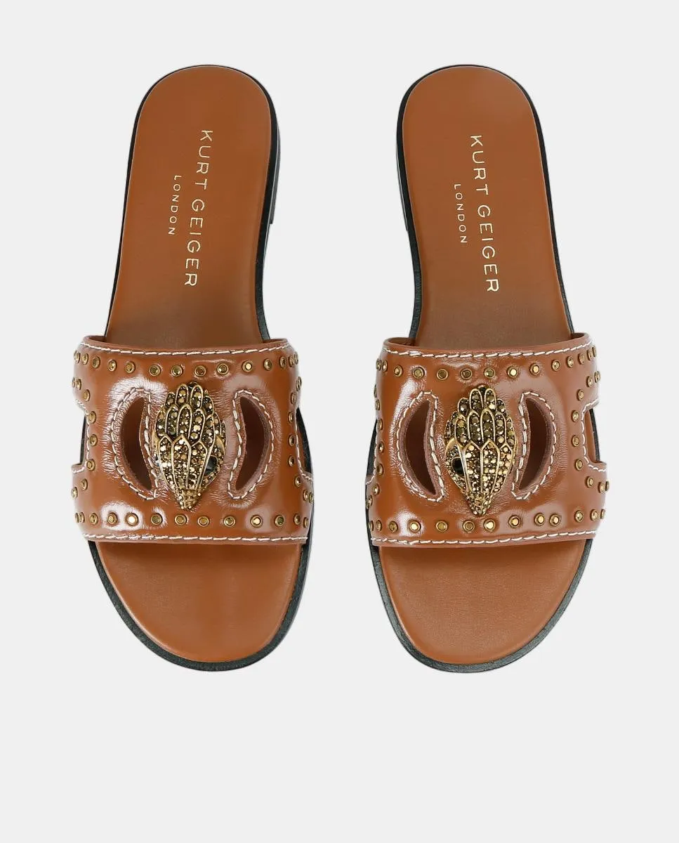 Женские кожаные сандалии Eagle Stud с заклепками Kurt Geiger, светло-коричневый — фото 2