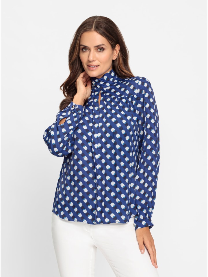 

Блузка-слипон королевского синего цвета с принтом экрю Heine