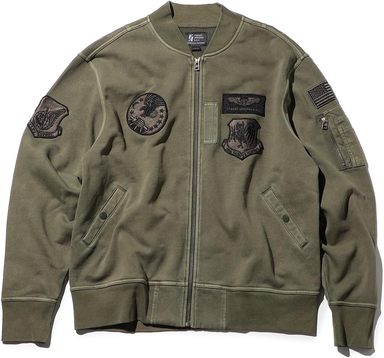 

Мужская толстовка Valley Apparel MA-1 с нашивками из джерси, темно-серый