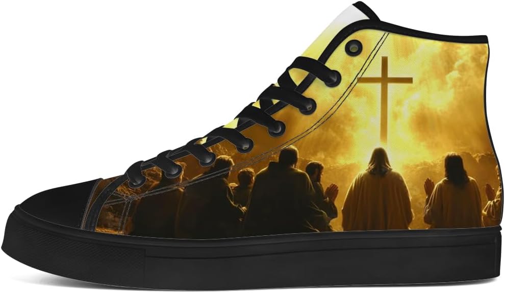 Кеды на высокой подошве chebing для мужчин и женщин, Faith Over Fear, с верхом из ткани, шнуровкой, повседневные, подарок для мужчин и женщин, желтый — фото 3