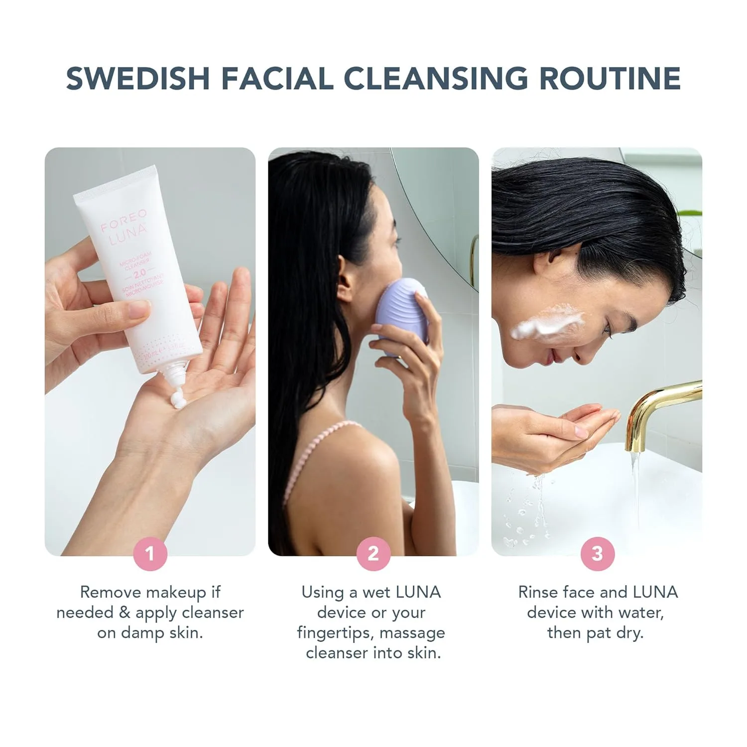 FOREO Deep & Gentle LUNA 4 Sensitive Bundle - щетка для умывания для чувствительной кожи + очищающая пенка LUNA Micro-Foam 2.0, 100 мл - набор для глубокого очищения и массажа, Luna 4 Sensitive Skin Set — фото 2