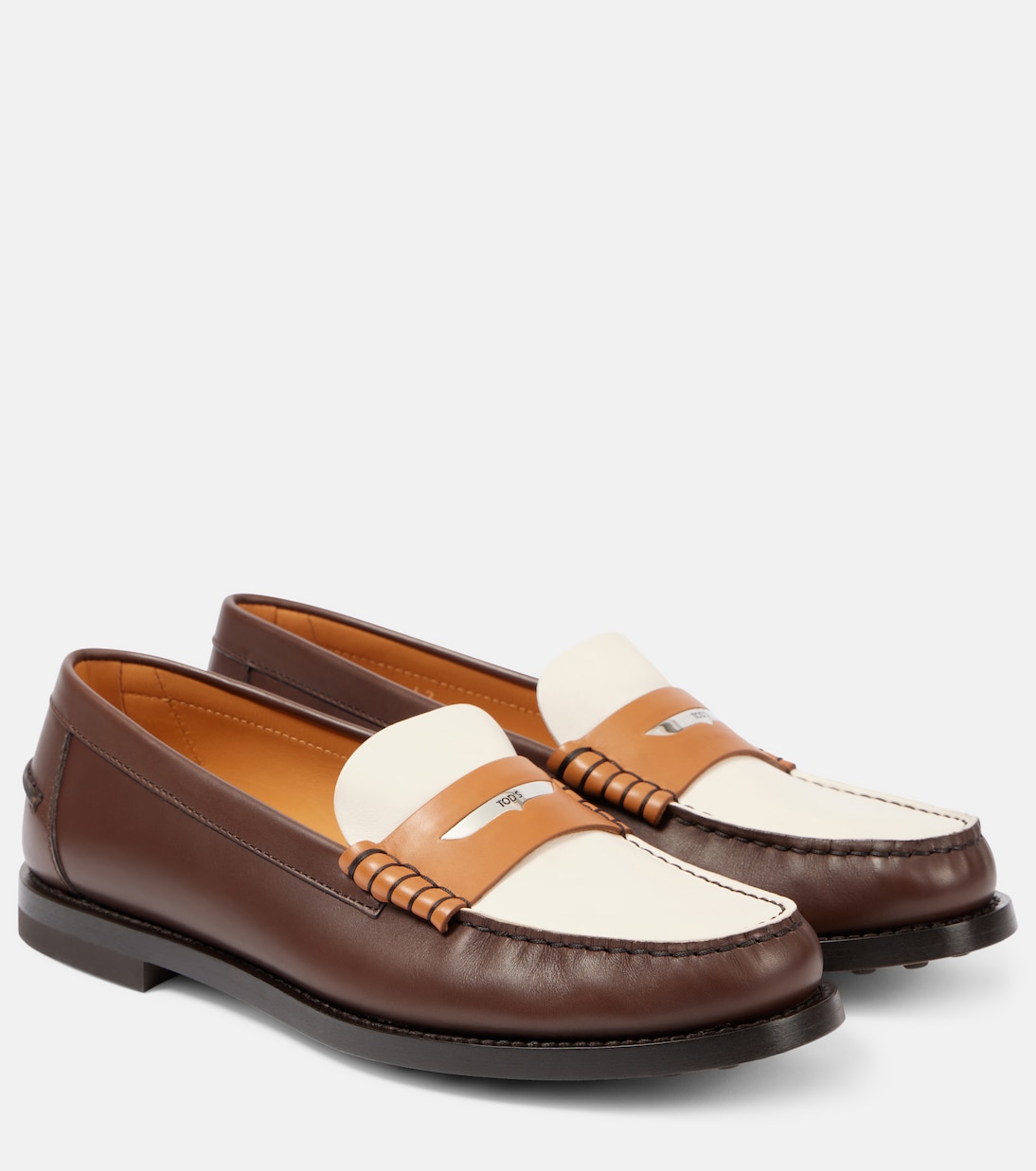 Кожаные пенни-лоферы с цветными блоками Tod's, Marrone Africa