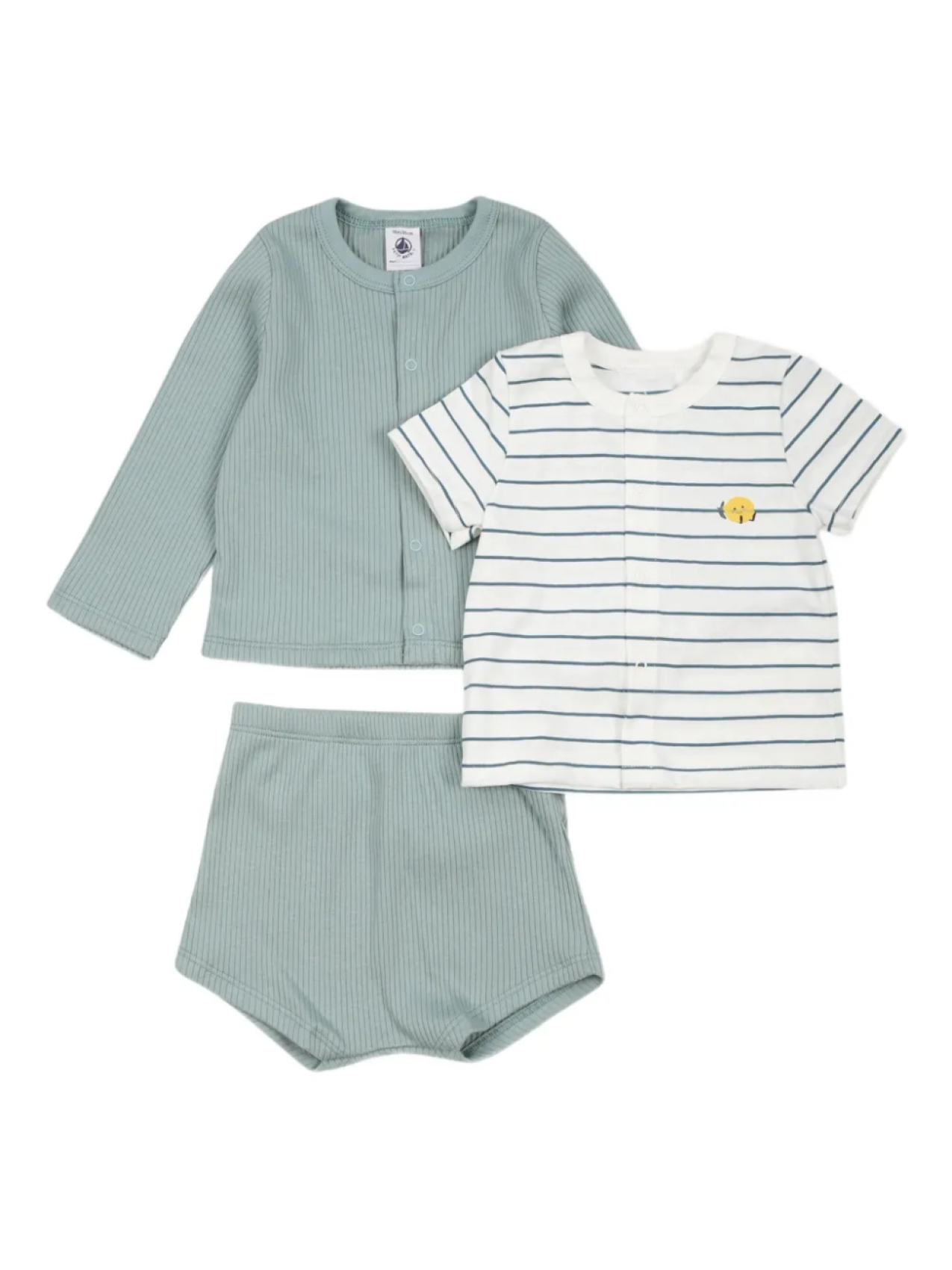 

Комплект из шорт Petit Bateau из трикотажного полотна в рубчик, зеленый