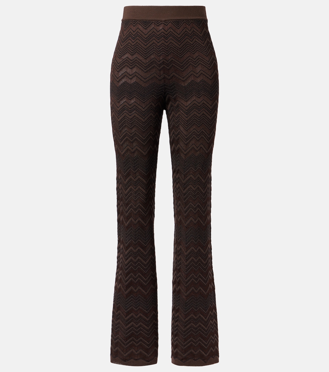 

Зигзагообразные расклешенные брюки с высокой талией Missoni, Solid color brown