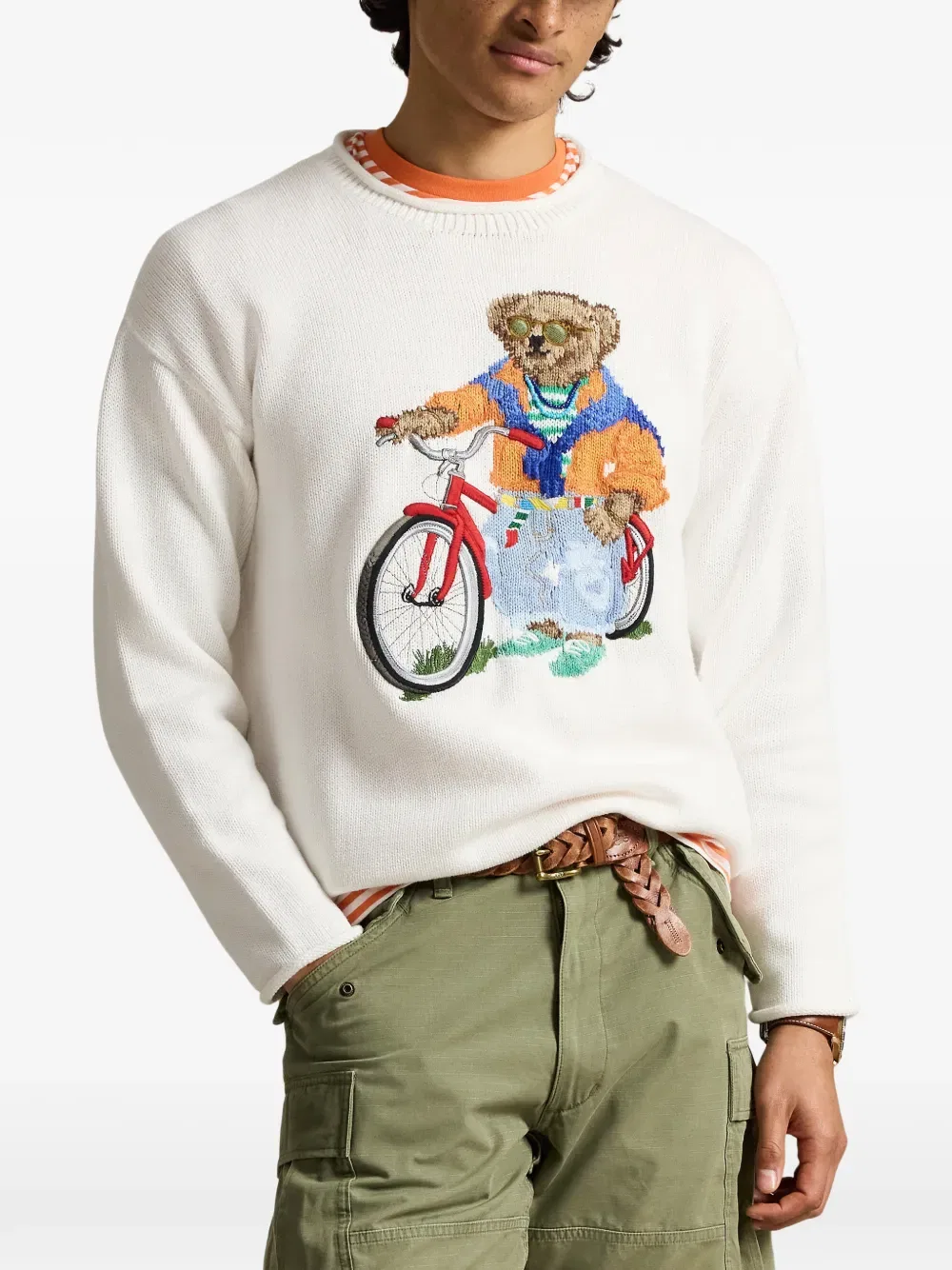 Вязаный свитер Polo Bear Polo Ralph Lauren, белый — фото 3