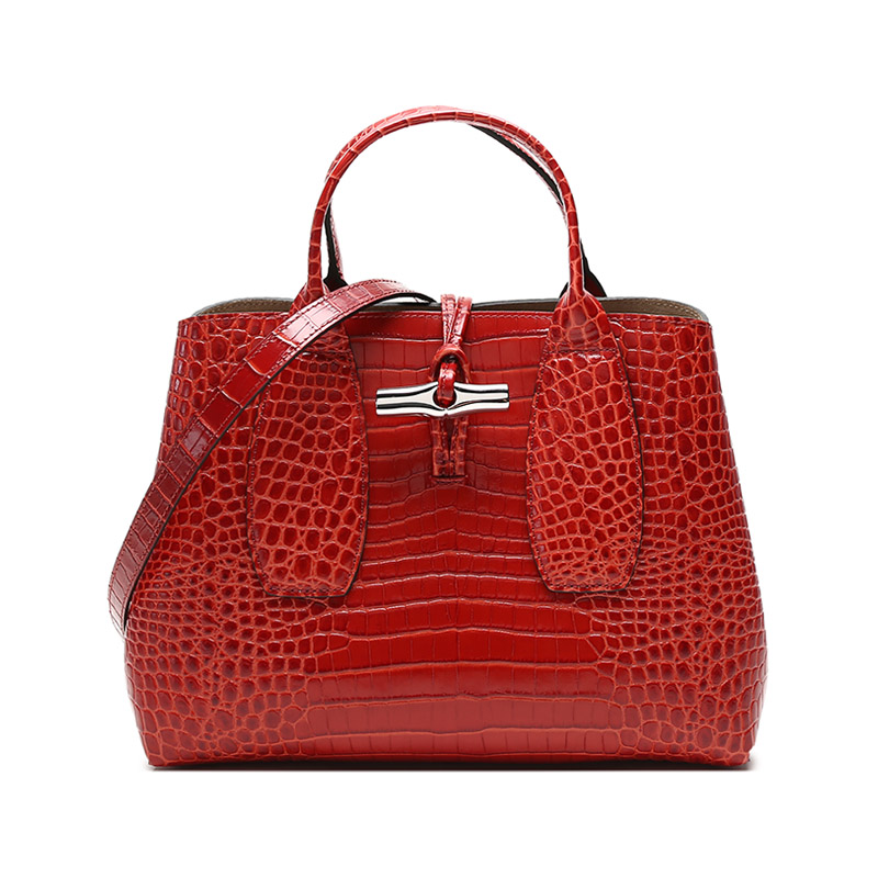

LONGCHAMP Сумка через плечо из кожи розового дерева среднего размера для женщин апельсинового цвета