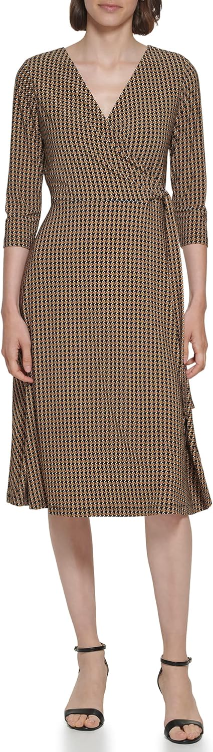 

Женское трикотажное платье миди с расклешенным лифом Tommy Hilfiger, Tobacco Brown/Black