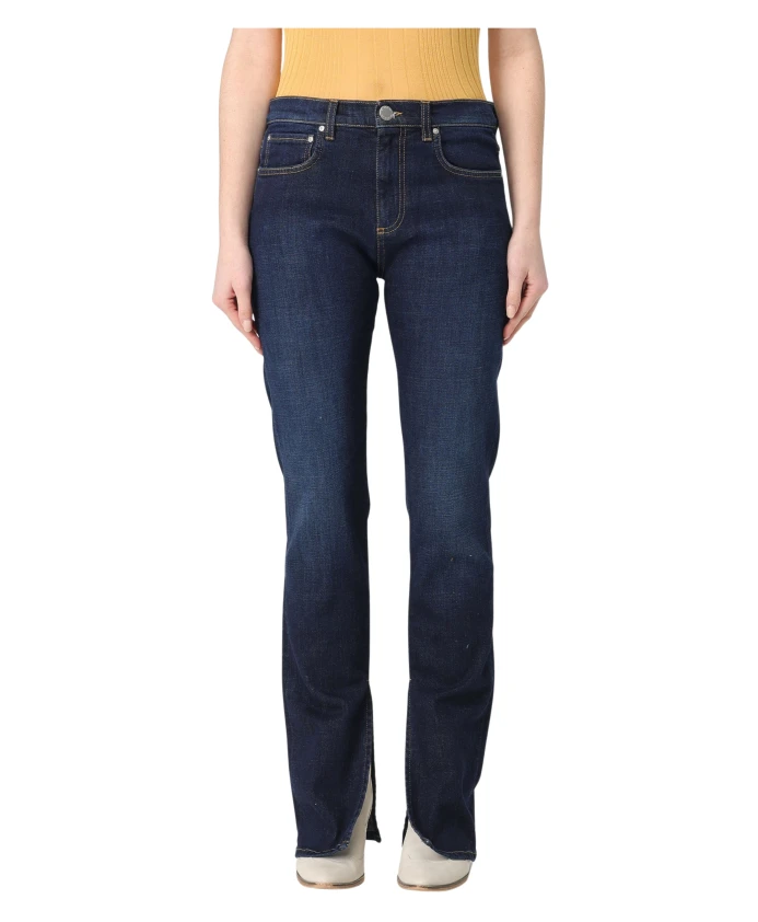 

Прямые джинсы-клеш из ткани «спакко» Pinko, синий