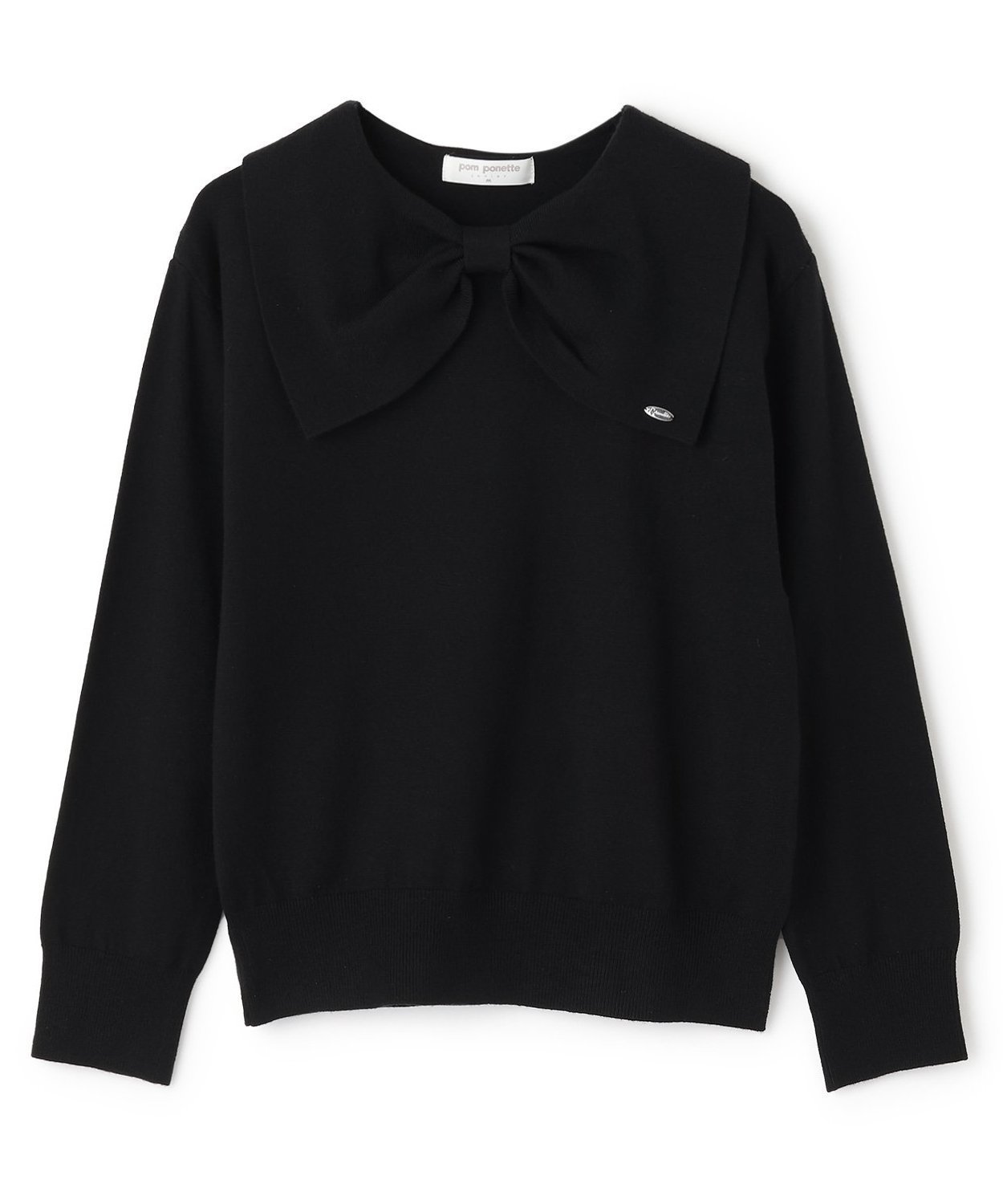 Свитер Вязаный воротник с лентой Pom Ponette Junior, black