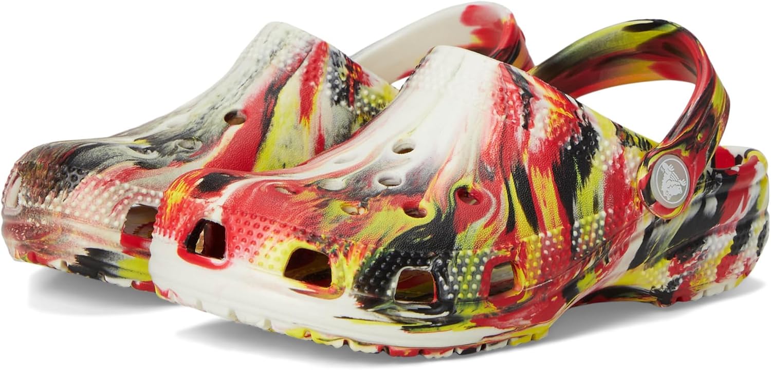 

Детские сабо Crocs унисекс, классические, с мраморным рисунком, акварельным рисунком, размер K, красный