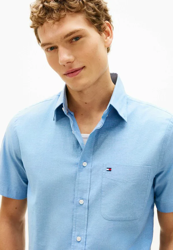 Легкая рубашка-оксфорд с коротким рукавом Tommy Hilfiger, Shirt Blue — фото 3