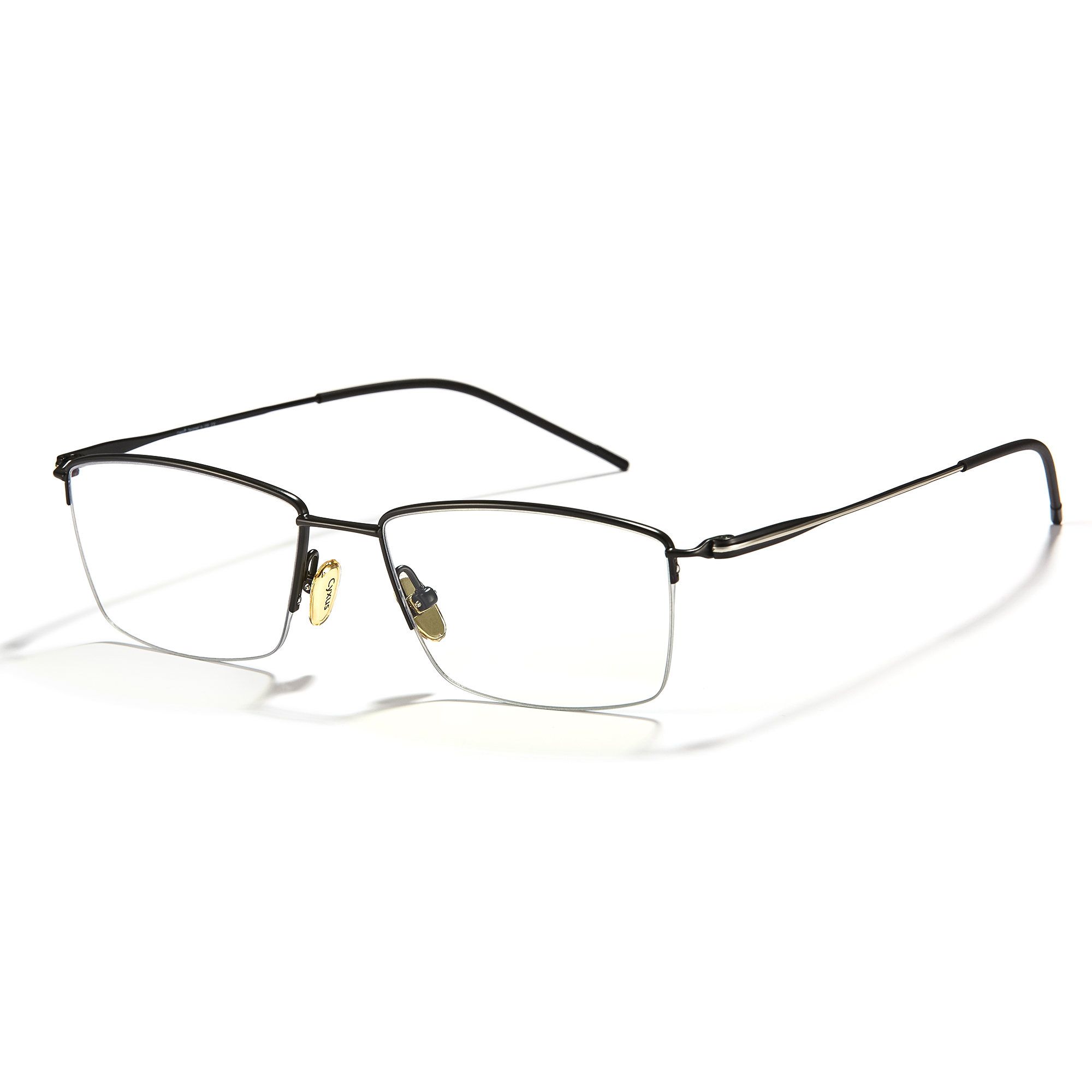 

CYXUS Чистый титановый квадратный очковый каркас унисекс, Glossy black T01