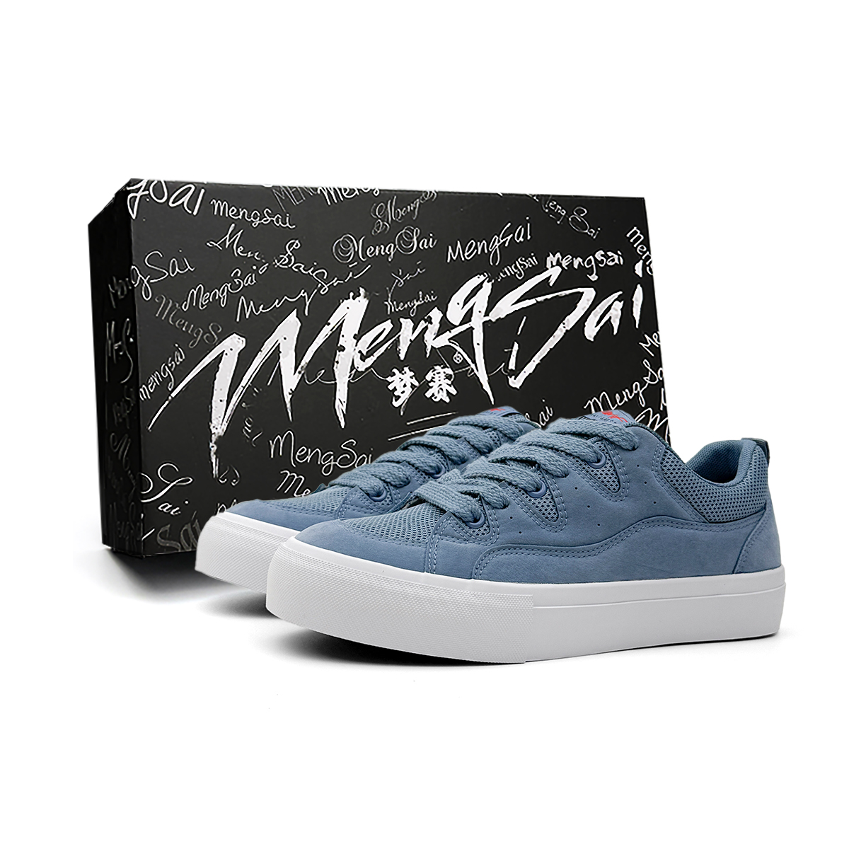 

Низкие, амортизирующие, износостойкие мужские кроссовки для скейтбординга, цвет "морская соль, дымка" Mengsai, Sea Salt Haze Blue