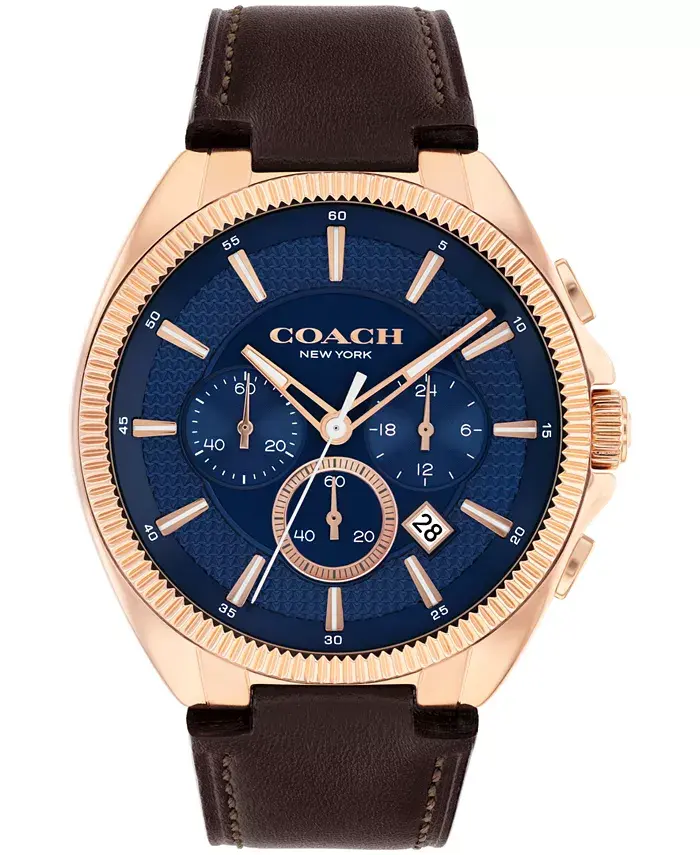 

Мужские наручные часы Jackson из темно-коричневой кожи телячьей кожи с браслетом, 44 мм COACH