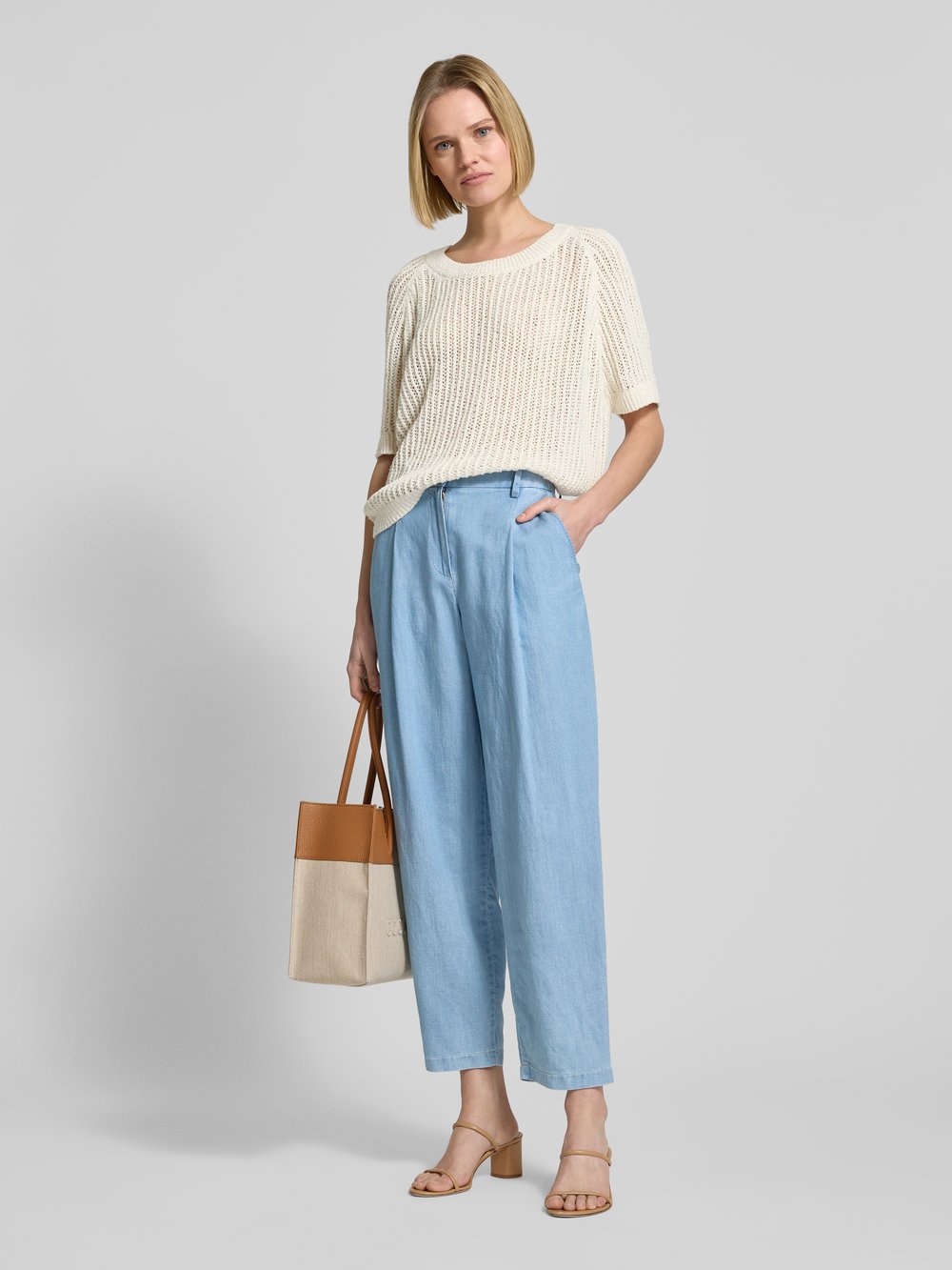 

Вязаный свитер с ребристыми манжетами Lanius, экрю