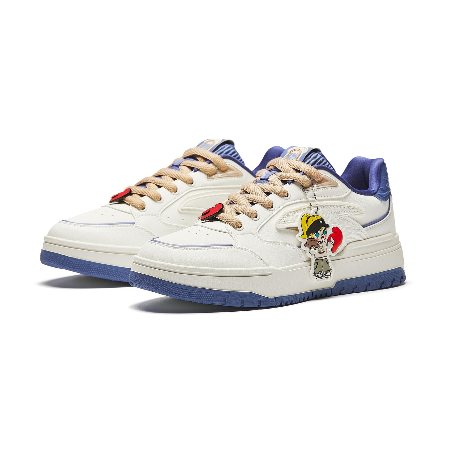 Кроссовки Pop Mart X ANTA Molly Skateboarding Shoes Men Low-top White/Blue, белый/синий — фото 4