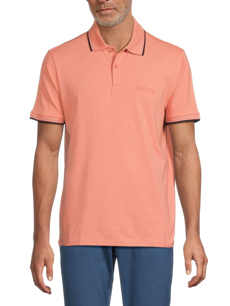 

Рубашка-поло из смеси хлопка с прорезями Core Ben Sherman, цвет Dark Pink