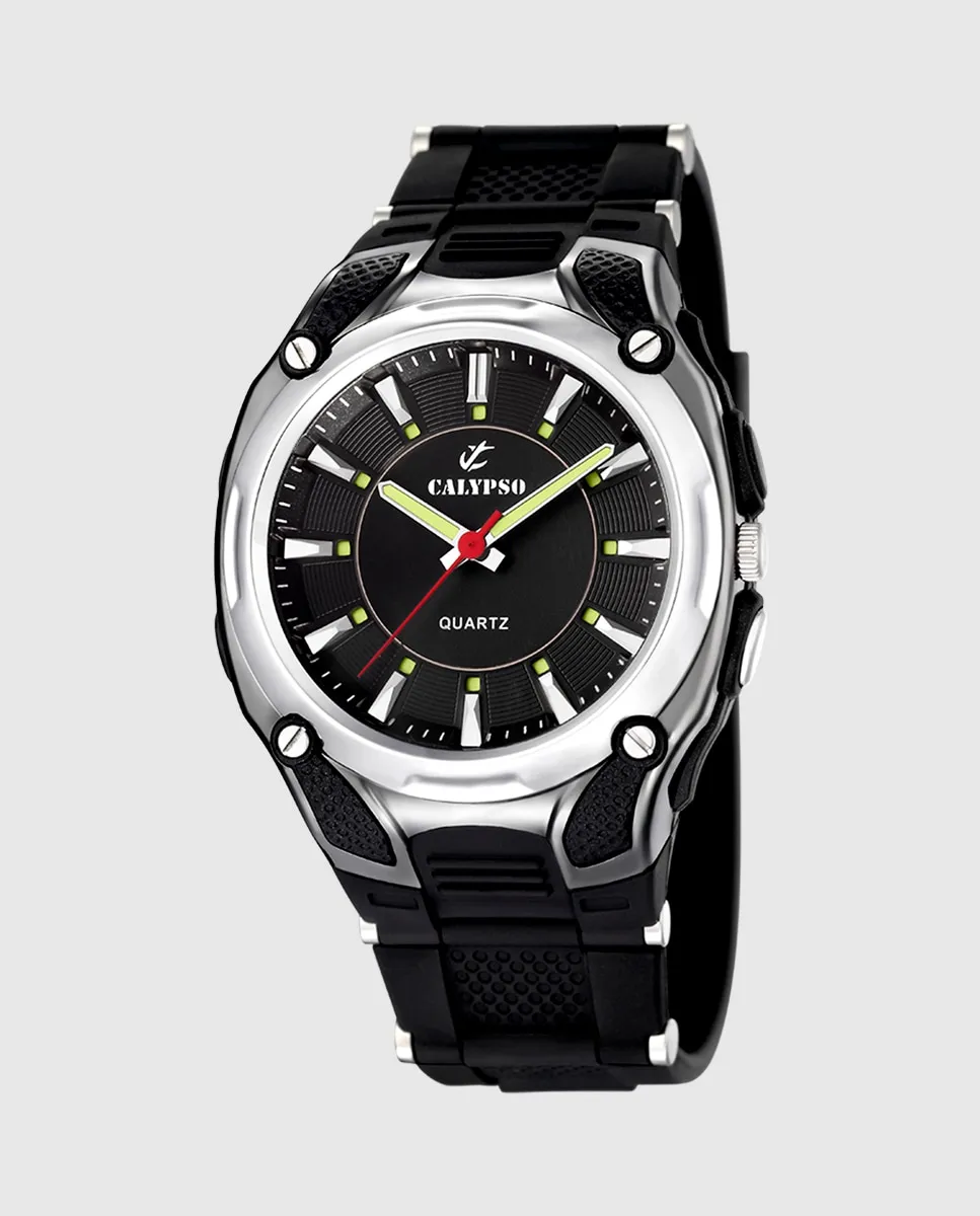 

K5560/2 Мужские часы в уличном стиле из черной резины Calypso, черный