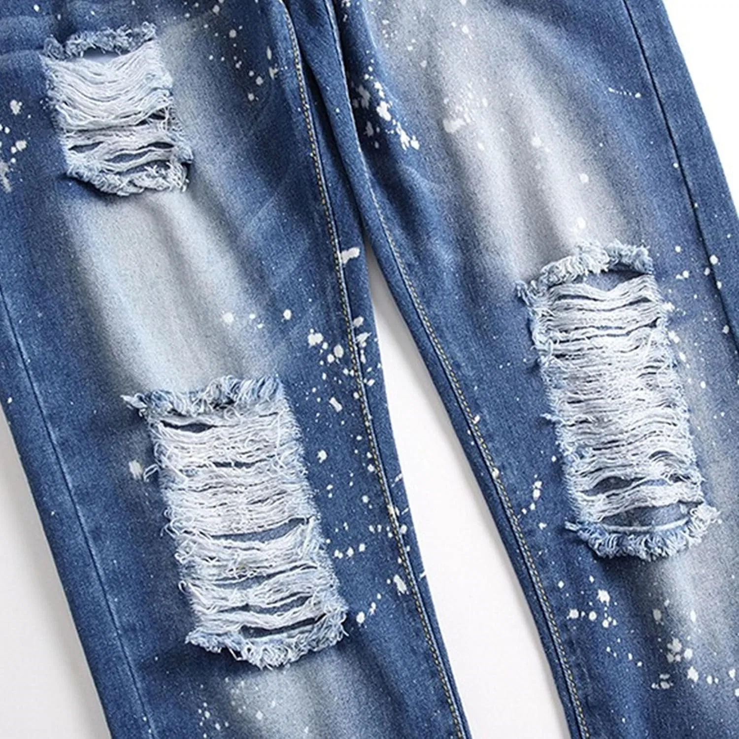 Джинсы Slim Fit Ripped Distressed, индиго — фото 2
