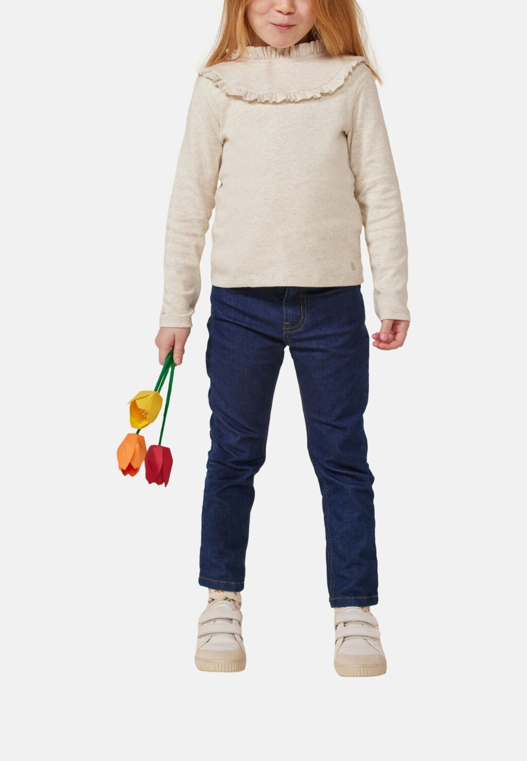 

Топ с длинными рукавами Petit Bateau, кремовый
