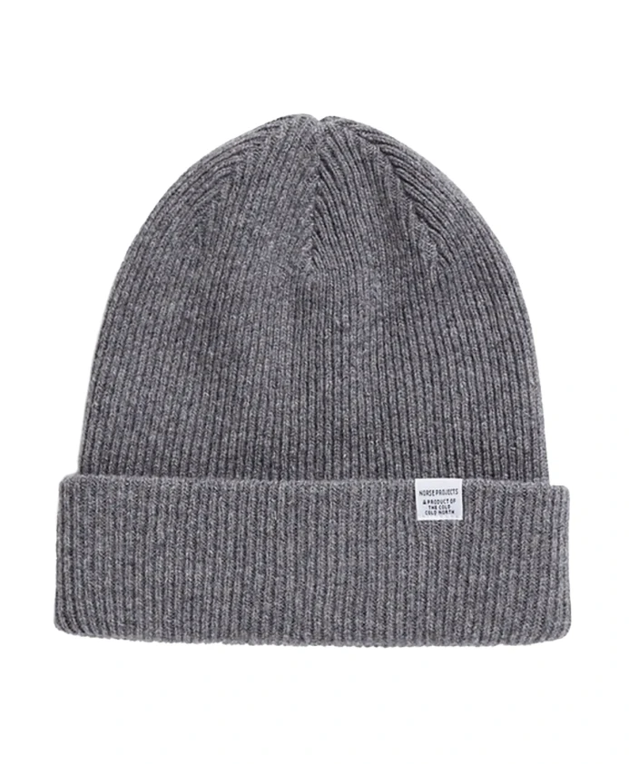 

Шапка в рубчик из мериносовой шерсти ягненка Norse Projects, серый