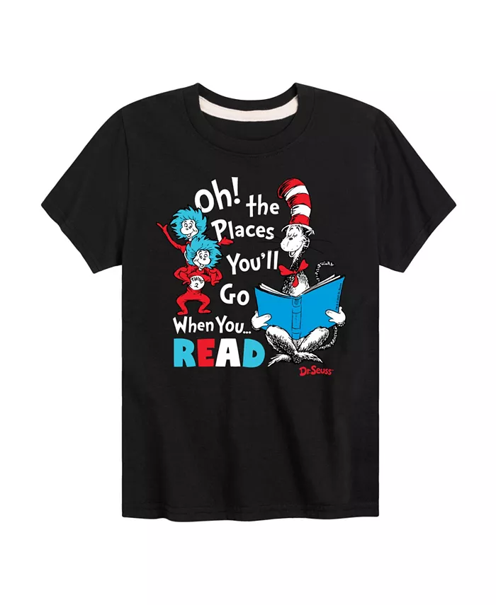 

Футболка с принтом "Oh the Places You'll Go" для мальчиков старшего возраста Dr. Seuss, черный