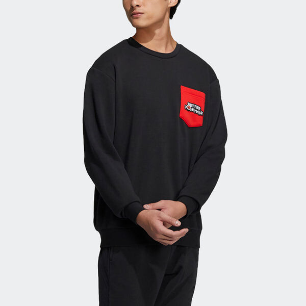 Толстовка adidas neo x SESAME STREET Crossover Contrasting Colors Pocket Sports Round Neck Pullover Black, черный — фото 4