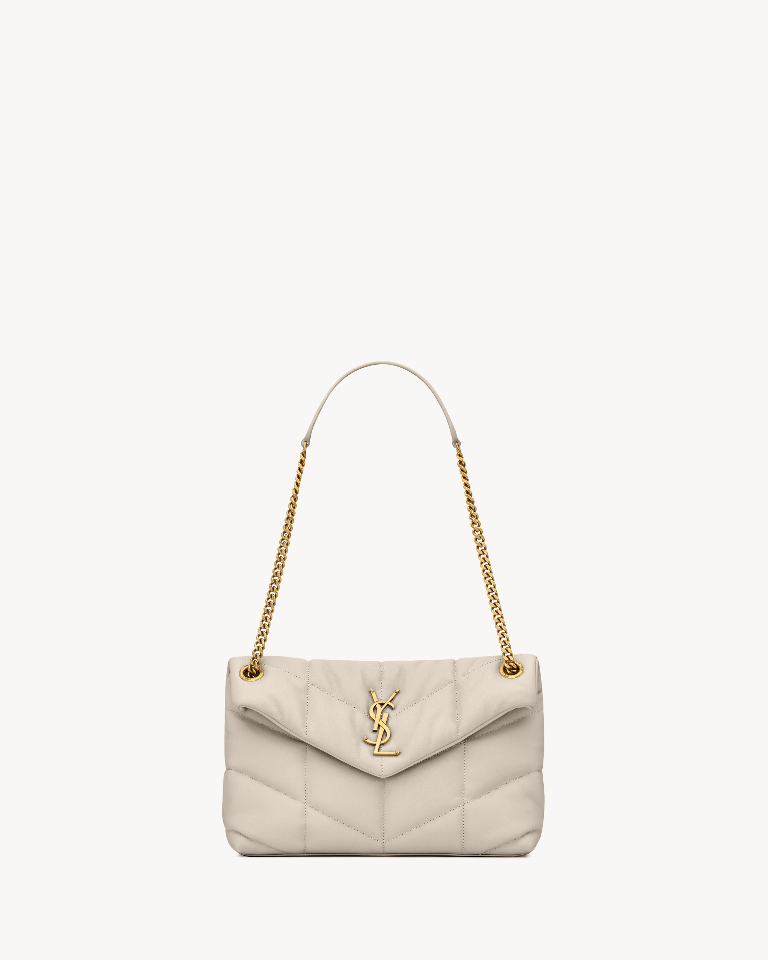 

Маленькая сумка Puffer из напповой кожи Saint Laurent, белый