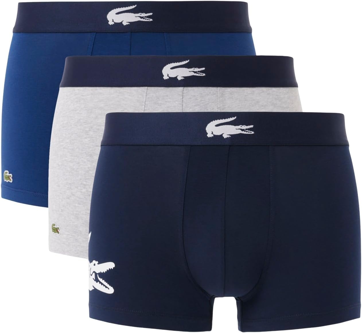 

Мужские трусы-боксеры Lacoste из хлопкового джерси с длинными рукавами, 3 шт., Navy Blue/White/Dove Grey/Deep Ocean