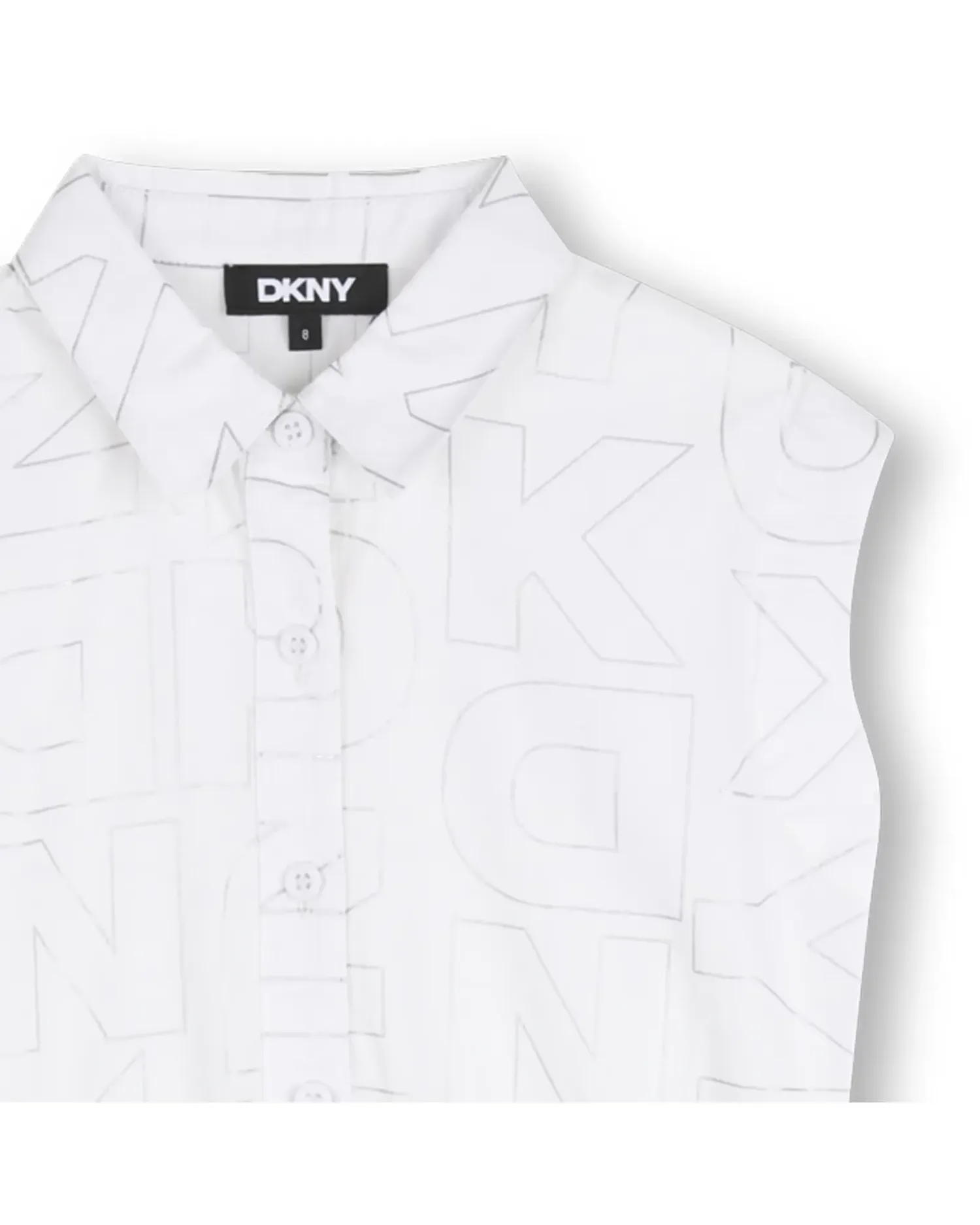 Детское платье из хлопка с крупным принтом DKNY, белый — фото 2