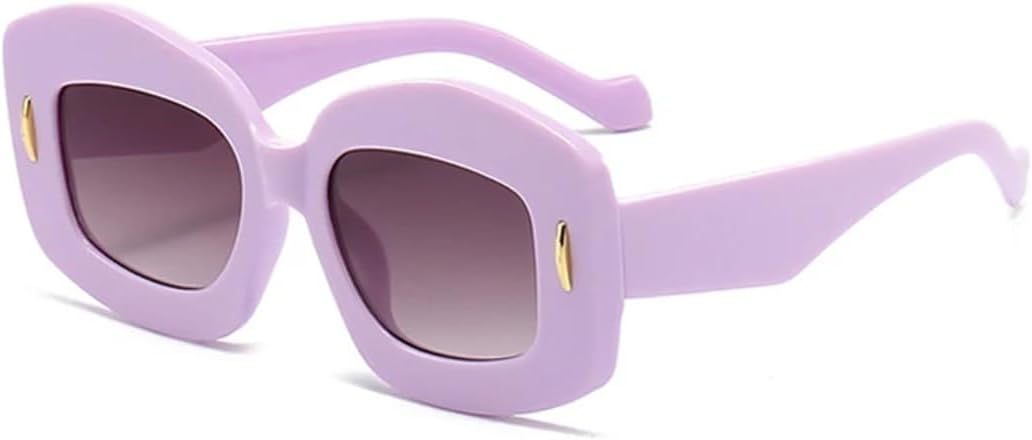 

Женские модные солнцезащитные очки Jelly Color Square с градиентным переходом цвета и защитой от УФ-излучения UV400, винтажные мужские очки с заклепками UATXTAU, Purple Gray Gradient