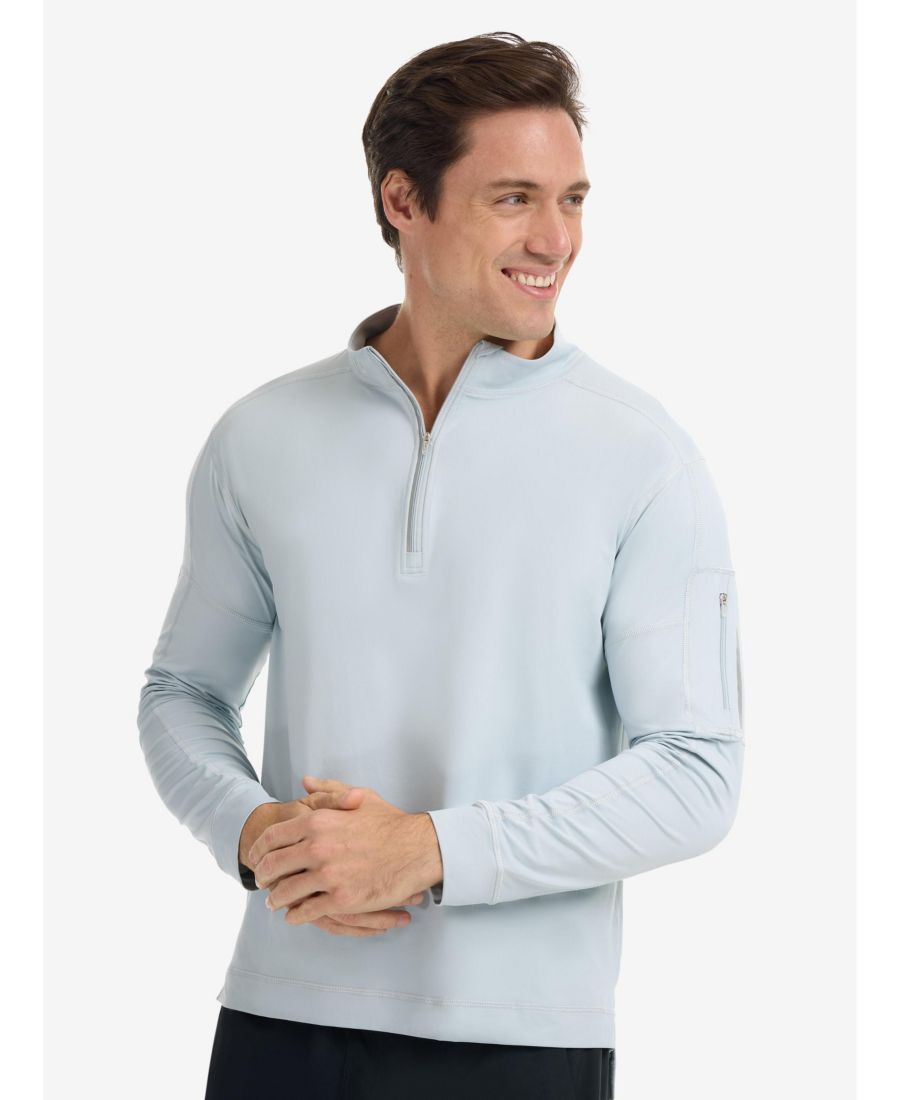 

Мужская солнцезащитная футболка с защитой от солнца UPF 50+ и имитацией молнии BloqUV, Soft gray