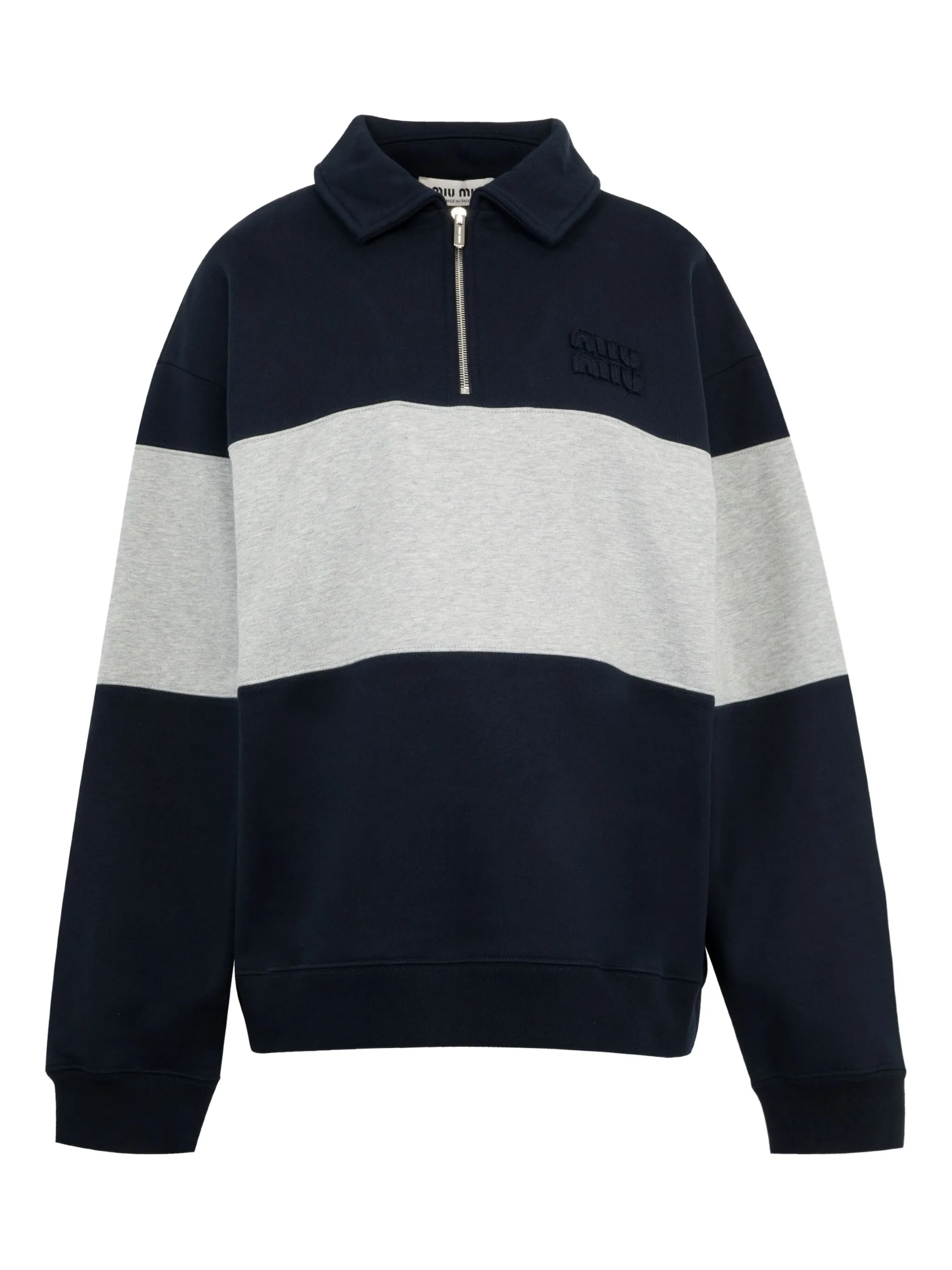 

Полосатая толстовка с воротником на молнии Miu Miu, синий