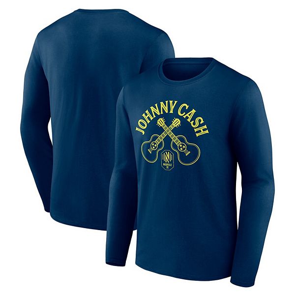

Мужская футболка с длинным рукавом fanatics branded navy nashville sc x johnny cash guitar Unbranded