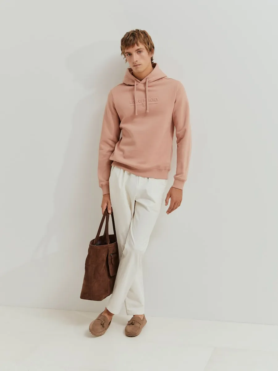 

Мужской хлопковый свитер с капюшоном розового цвета Lion of Porches